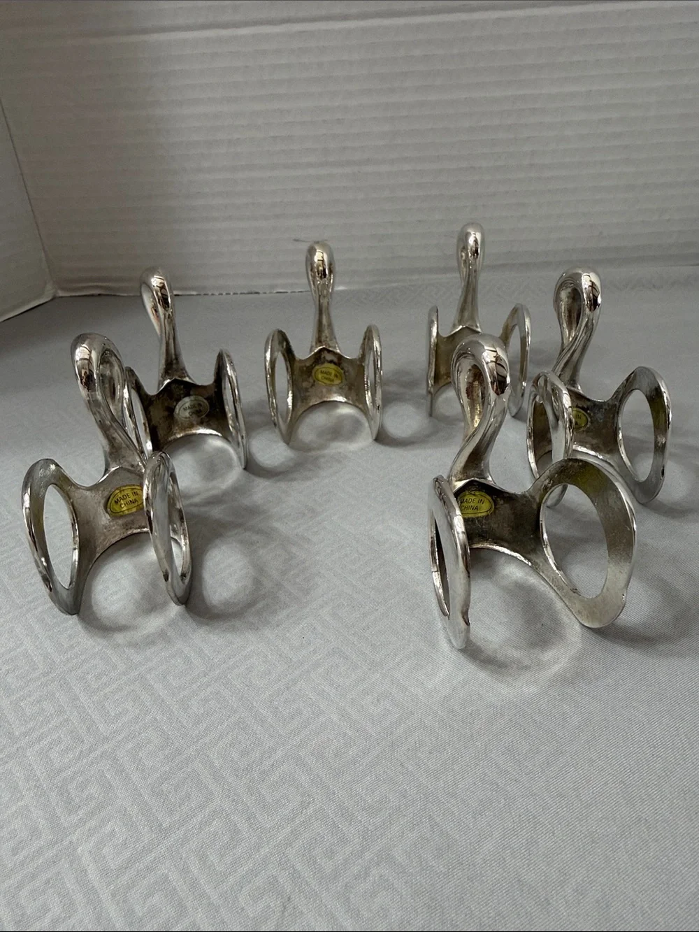 Vintage Wm A Rodgers Silverplate Swan Napkin Holders Set Of 6 Rings